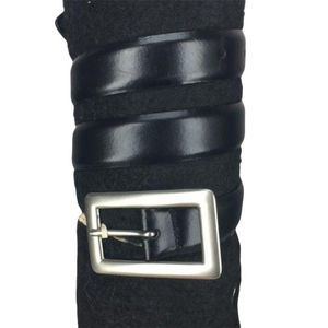 Perry Ellis Black kids Genuine Leather Belt‎ Solid brass buckle size Small